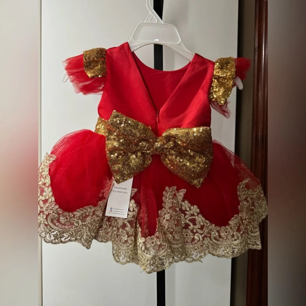 Handmade Red and Gold Kids Costume Dress